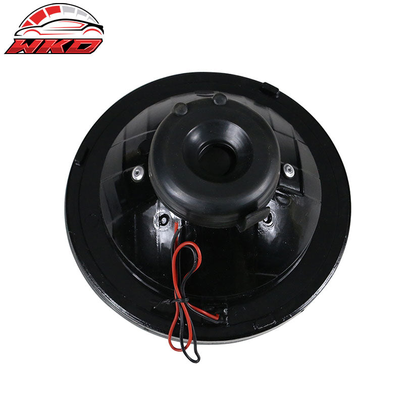 7" Round Black Chrome H4 SMD LED Halo Glass Headlight Head Lamps Conversion Pair
