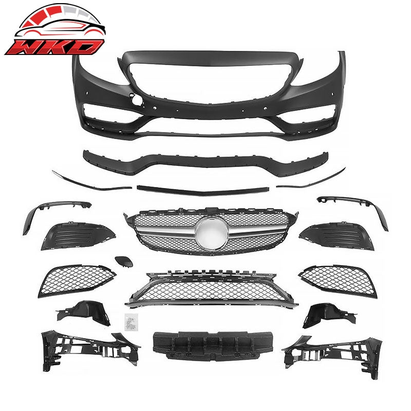 Wholesale 15：C21 Benz C-Class W205 C63 Style Front Bumper Cover Kit W/ Silver Grille - Wikond Auto