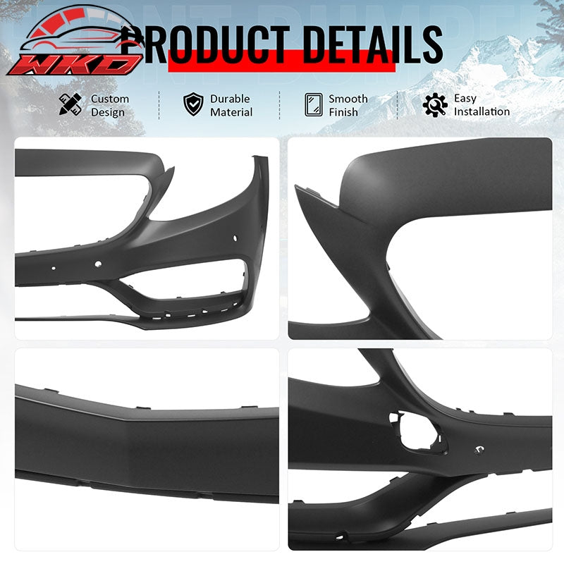 Fits 15¨C21 Benz C-Class W205 C63 Front Bumper Cover W/ Gloss Black Grille + Lip