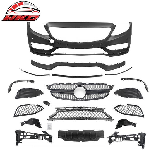 Wholesale 15：C21 Benz C-Class W205 C63 PP Front Bumper Cover Kit W/ Gloss Black Grille - Wikond Auto