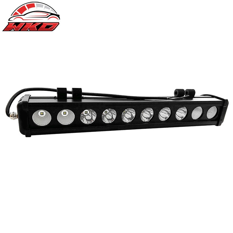 19" 100W 10 LED Light Bar Single Row Spot Flood Combo Truck SUV Offroad Driving