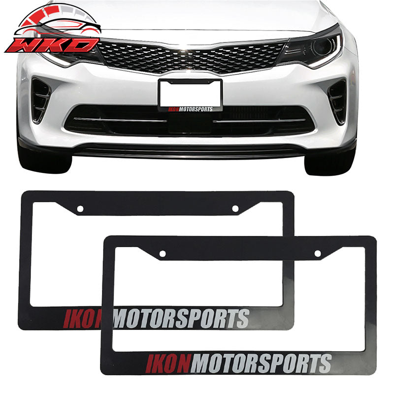 2PC License Plate Frame Cover Tag Holder Bracket IKON MOTORSPORTS & Screw Cap