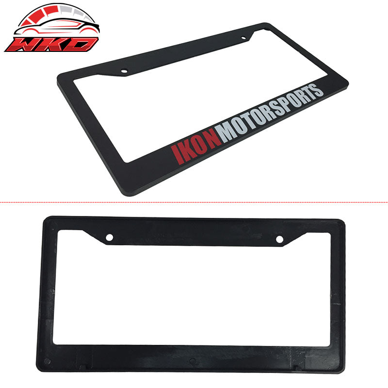 2PC License Plate Frame Cover Tag Holder Bracket IKON MOTORSPORTS & Screw Cap