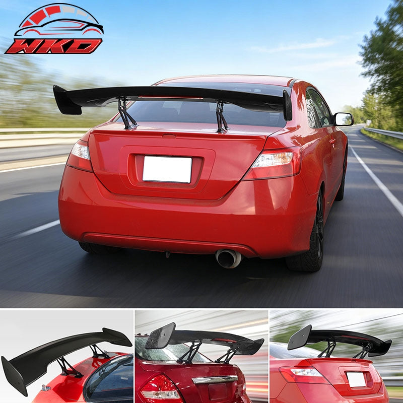 Fits 57 Inch GT Trunk Spoiler Wing Adjustable With LED Brake Light Unpainted ABS