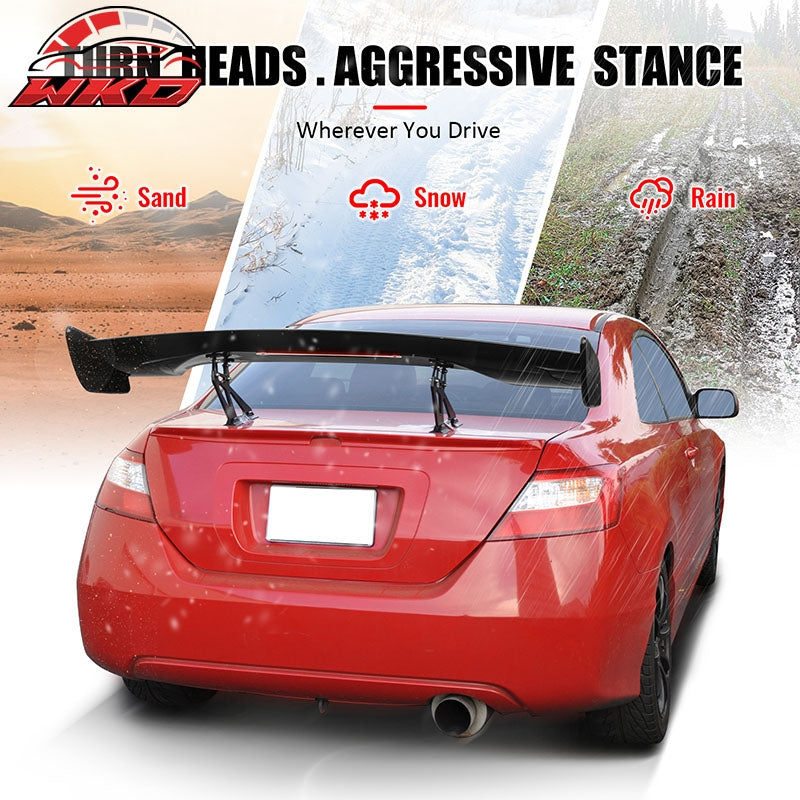Fits 57 Inch GT Trunk Spoiler Wing Adjustable With LED Brake Light Unpainted ABS