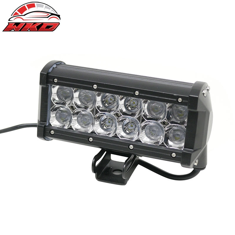 7" 36W 12 LED 2 Row LED Work Light Bar Spot Flood Combo Truck SUV ATV Off Road