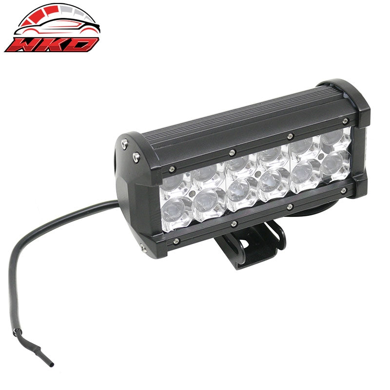 7" 36W 12 LED 2 Row LED Work Light Bar Spot Flood Combo Truck SUV ATV Off Road