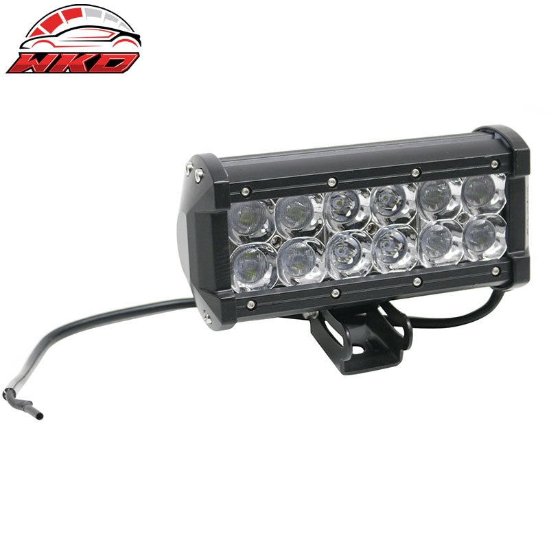 7" 36W 12 LED 2 Row LED Work Light Bar Spot Flood Combo Truck SUV ATV Off Road