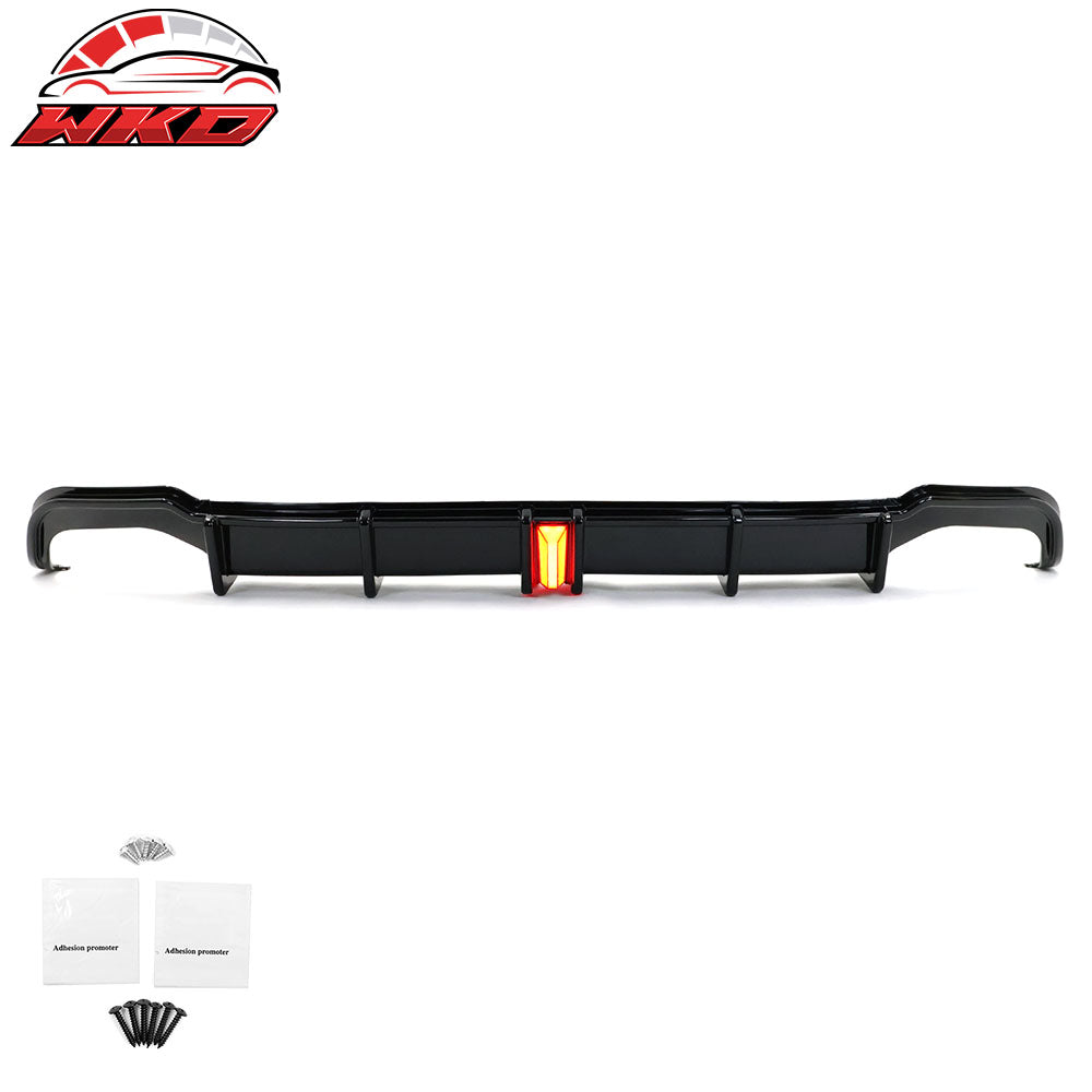 Fits 18-22 Honda Accord Sport LED Rear Bumper Lip Diffuser Spoiler Gloss Black