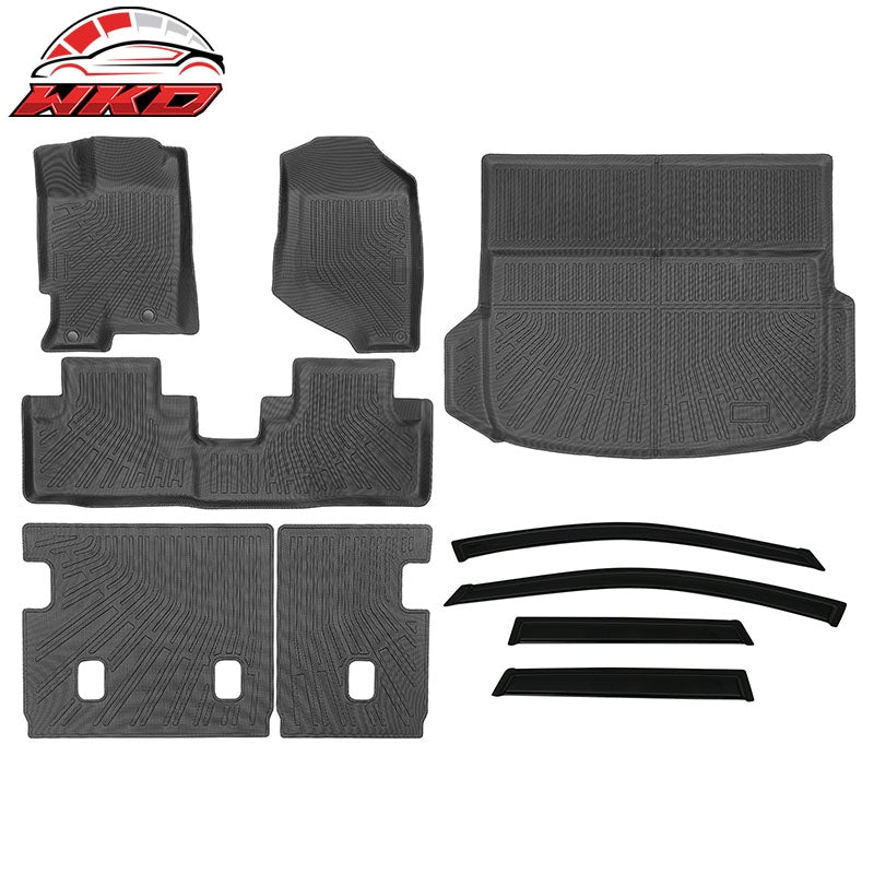Wholesale 07-08 Acura RDX TPE Floor Mats + Rear Trunk Backrest Mats + Window Visors