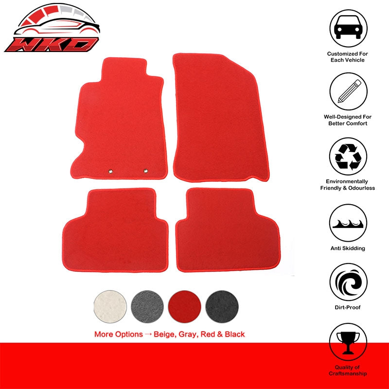 Fits 02-06 Acura RSX Car Auto Floor Mats Liner Front Rear Nylon Red Carpet 4PCS