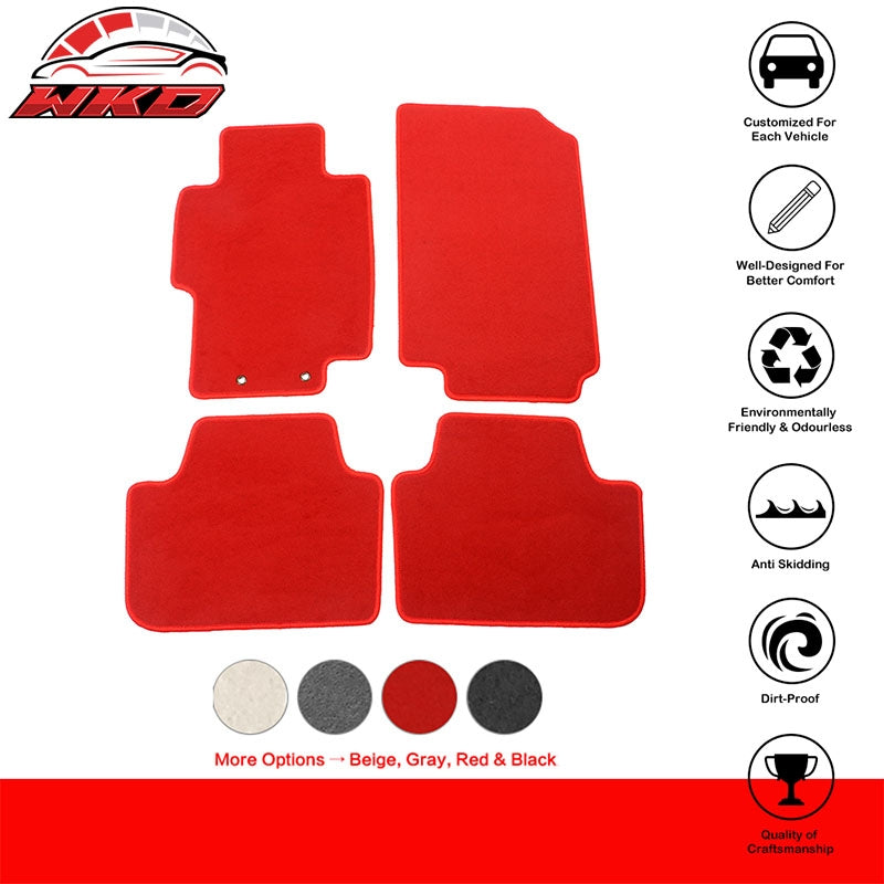 Fits 04-08 Acura TSX Car Floor Mats Liner Front Rear Nylon Red Carpets 4PCS