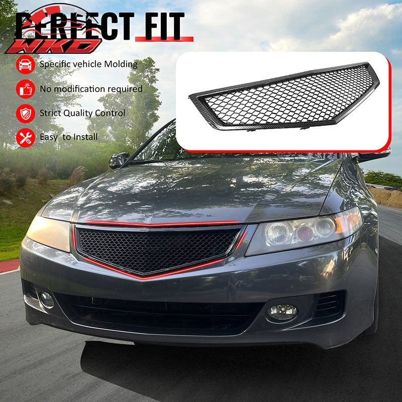 Wholesale 06-08 Acura TSX Honeycomb Style Front Upper Grille Carbon Fiber Print ABS - Wikond Auto
