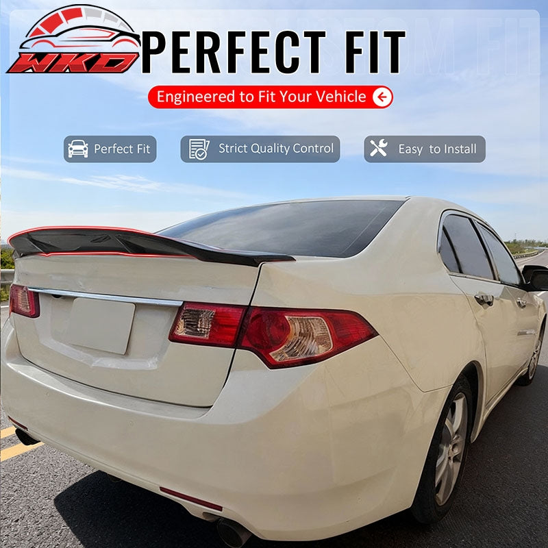 Fits 09-14 Acura TSX Sedan R Style Highkick Trunk Spoiler Wing Gloss Black ABS