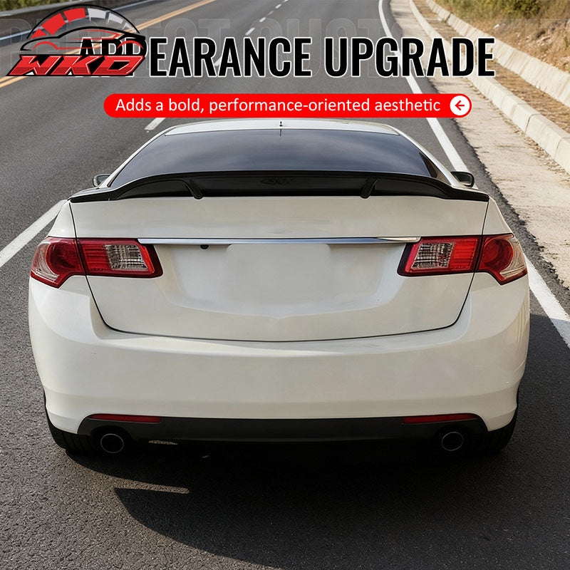 Fits 09-14 Acura TSX Sedan R Style Highkick Trunk Spoiler Wing Gloss Black ABS