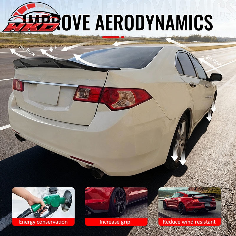 Fits 09-14 Acura TSX Sedan R Style Highkick Trunk Spoiler Wing Gloss Black ABS