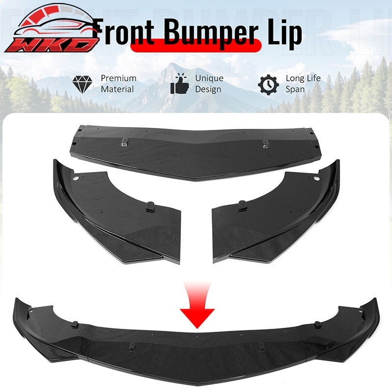 Fits 17-26 Alfa Romeo Giulia Sport Line IKON Front Bumper Lip 3PCS Gloss Black