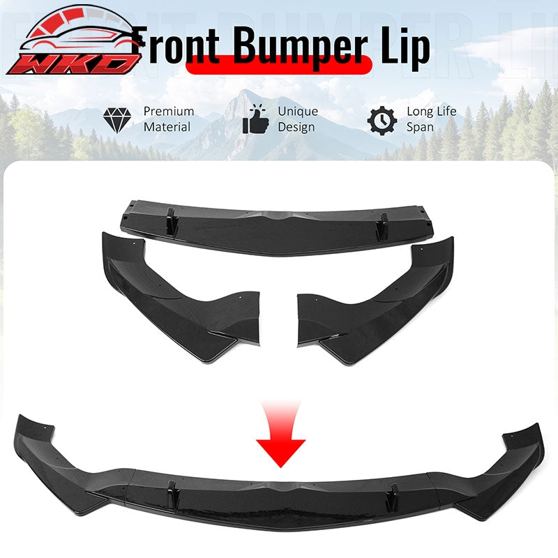 Wholesale 17-26 Alfa Romeo Stelvio IKON Style Front Bumper Lip Gloss Black ABS 3PCS - Wikond Auto