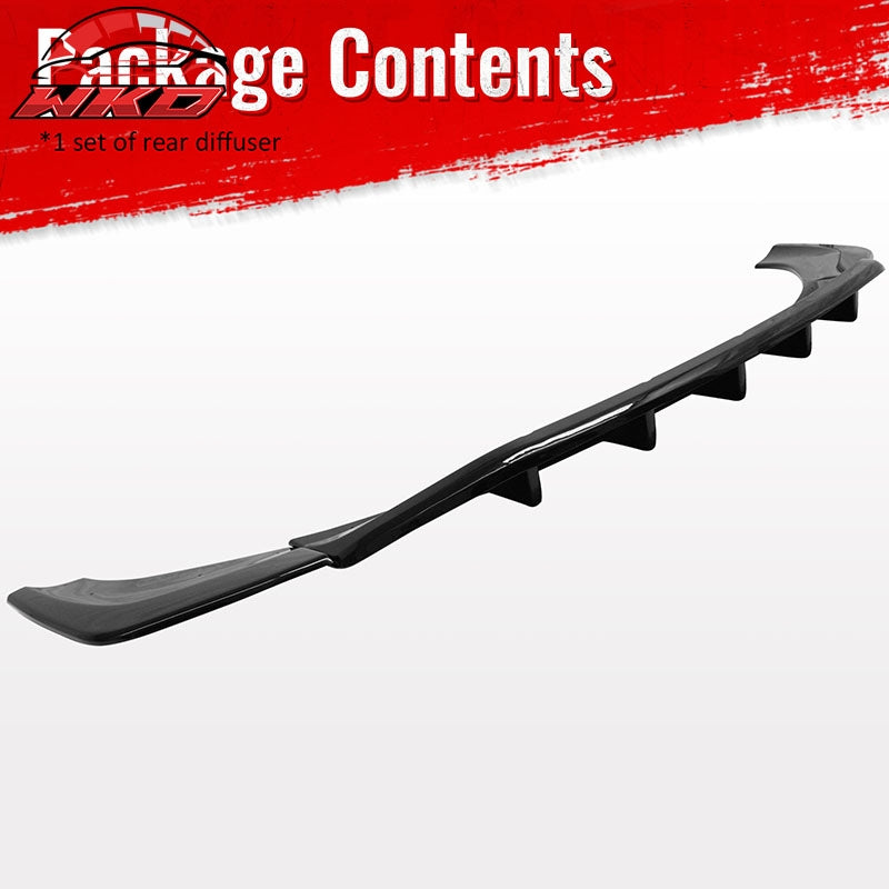 Fits 23-26 Alfa Romeo Tonale IKON Style Rear Bumper Diffuser 3PC Gloss Black ABS