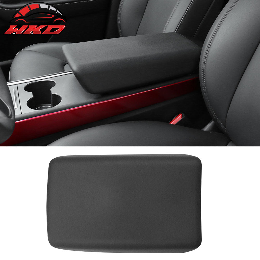 Fits 20-24 Tesla Model Y 17-23 Model 3 Center Console Armrest Cover Black - TPE
