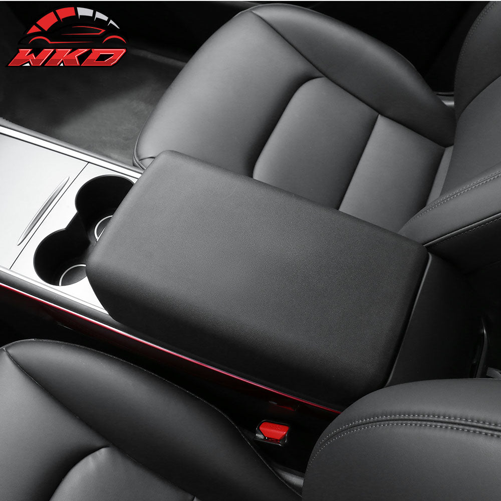 Fits 20-24 Tesla Model Y 17-23 Model 3 Center Console Armrest Cover Black - TPE