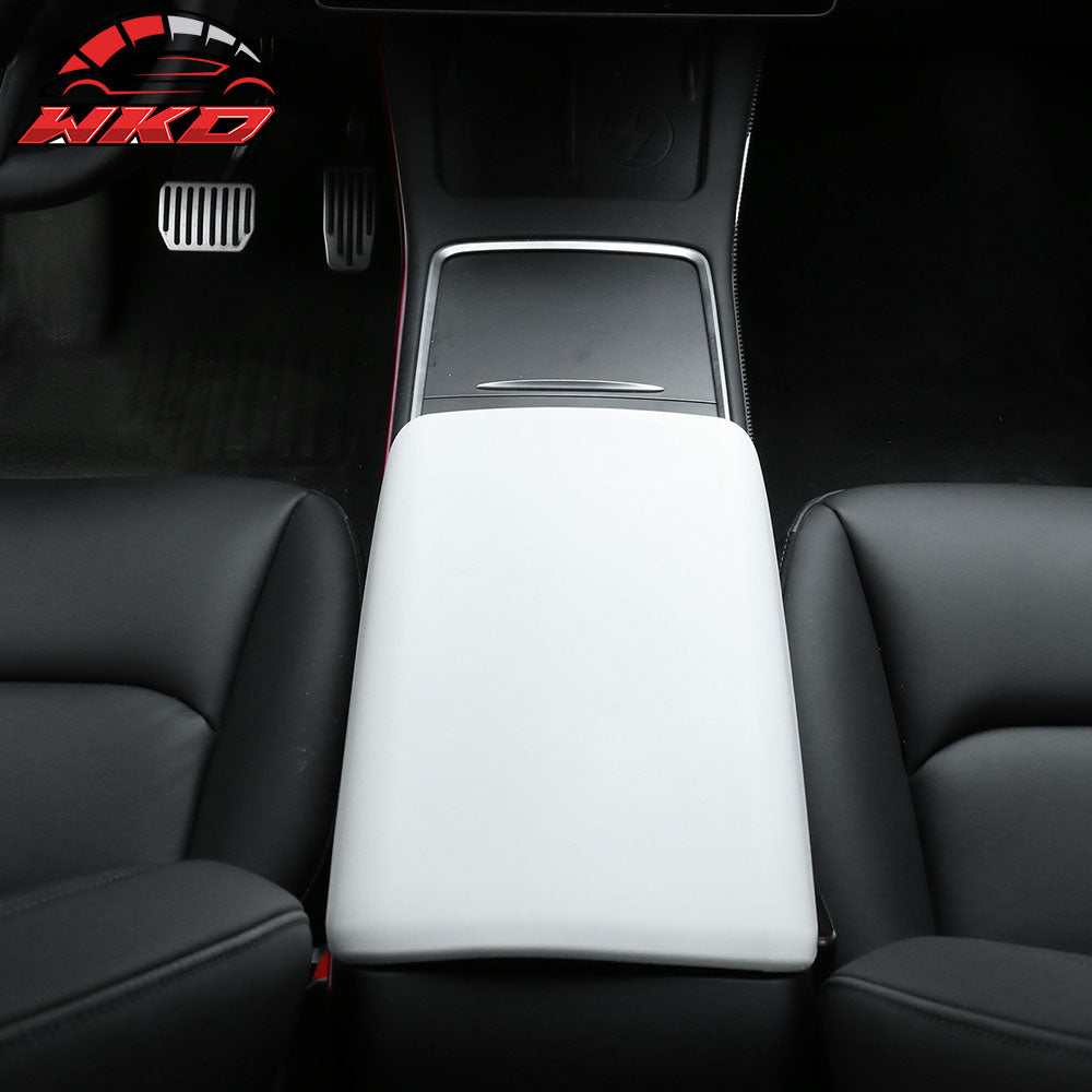 Fits 20-24 Tesla Model Y 17-23 Model 3 Center Console Armrest Cover White - TPE