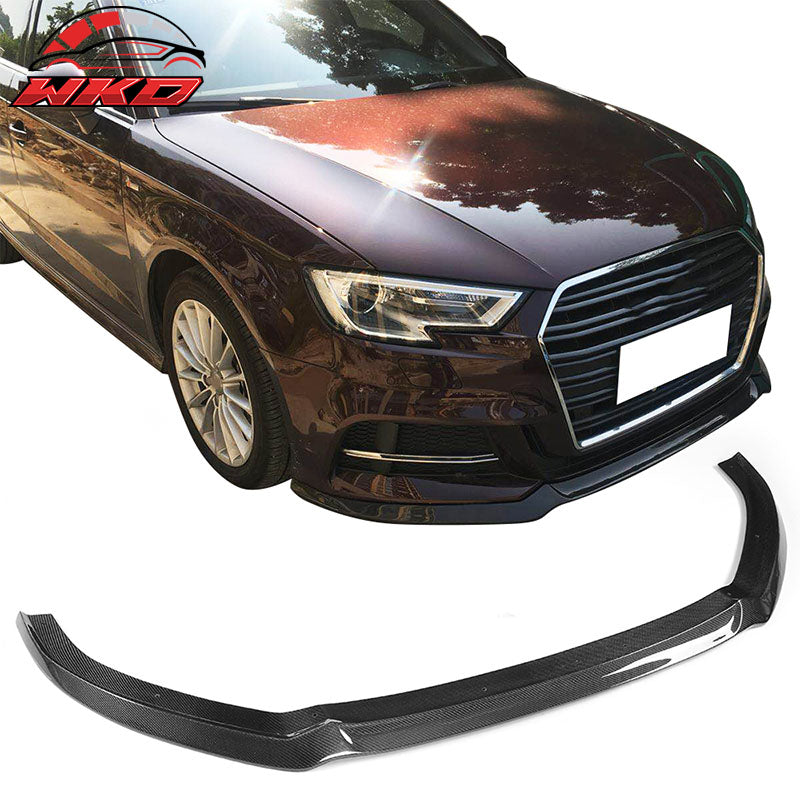 Fits 17-18 Audi A3 S-Line S3 Hatchback Front Bumper Lip - Matte Carbon Fiber