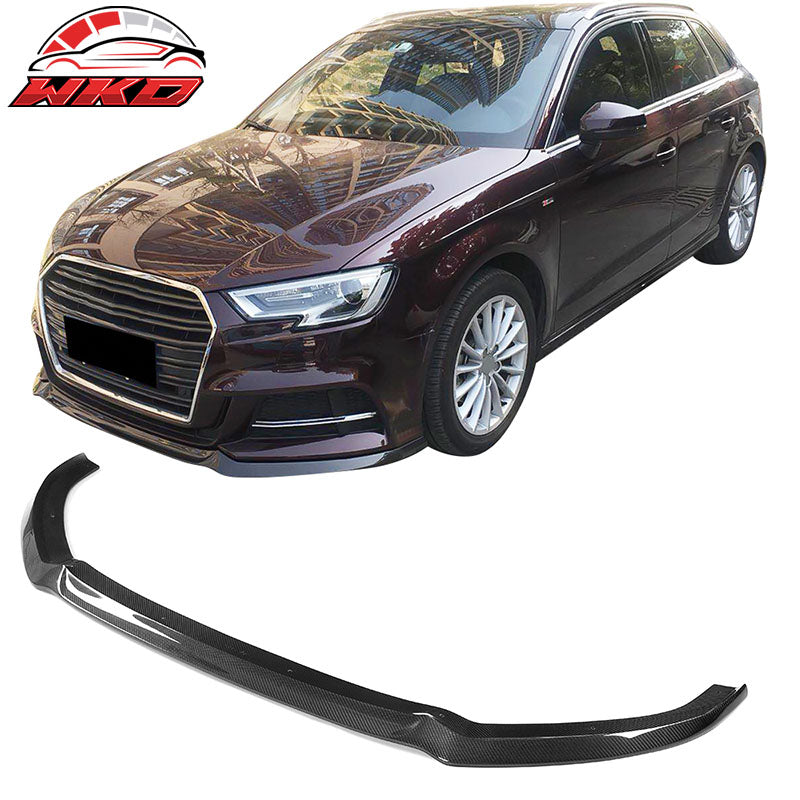 For 17-18 Audi A3 S-Line S3 Carbon Fiber Front Bumper Lip Under Body Splitter