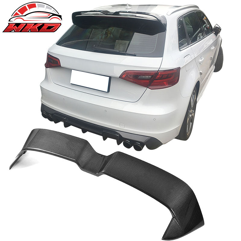 Fits 14-18 Audi A3 Carbon Fiber Rear Roof Spoiler Top Window Wing