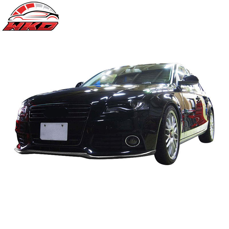 Fits 09-12 Audi A4 B8 Sedan STK Style Front Bumper Lip Spoiler Carbon Fiber CF