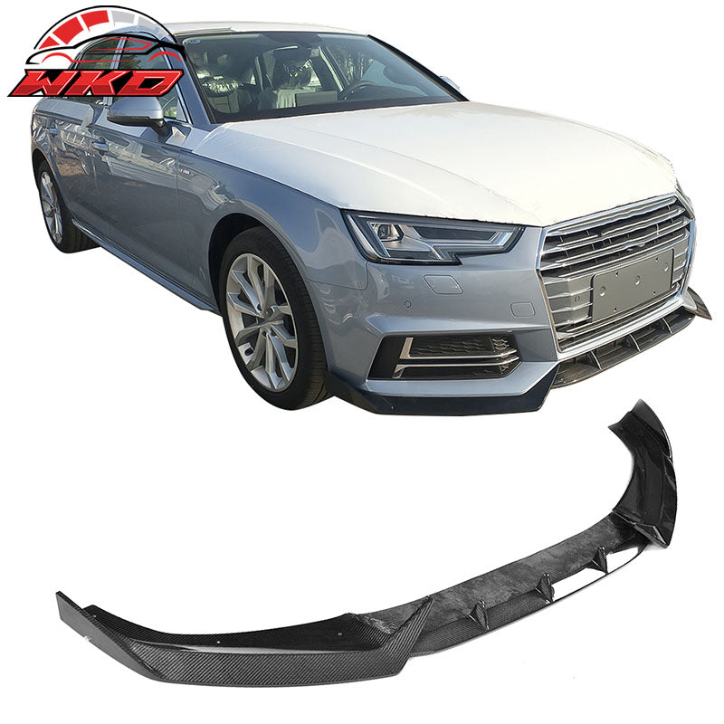 Fits 17-19 Audi A4 S4 B9 Sedan JC Style 3PCS Front Bumper Lip Carbon Fiber CF