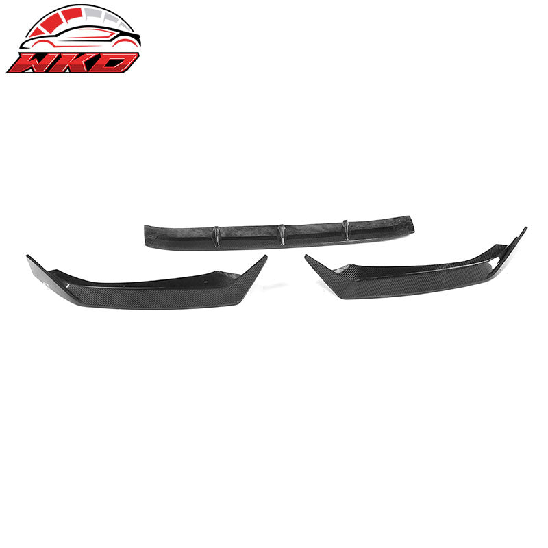 Fits 17-19 Audi A4 S4 B9 Sedan JC Style 3PCS Front Bumper Lip Carbon Fiber CF