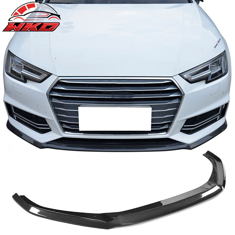 Fits 17-19 Audi A4 B9 Sedan JC Style Front Bumper Lip Spoiler Matte Carbon Fiber