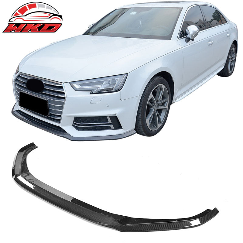 Fits 17-19 Audi A4 B9 Carbon Fiber Front Bumper Lip Spoiler