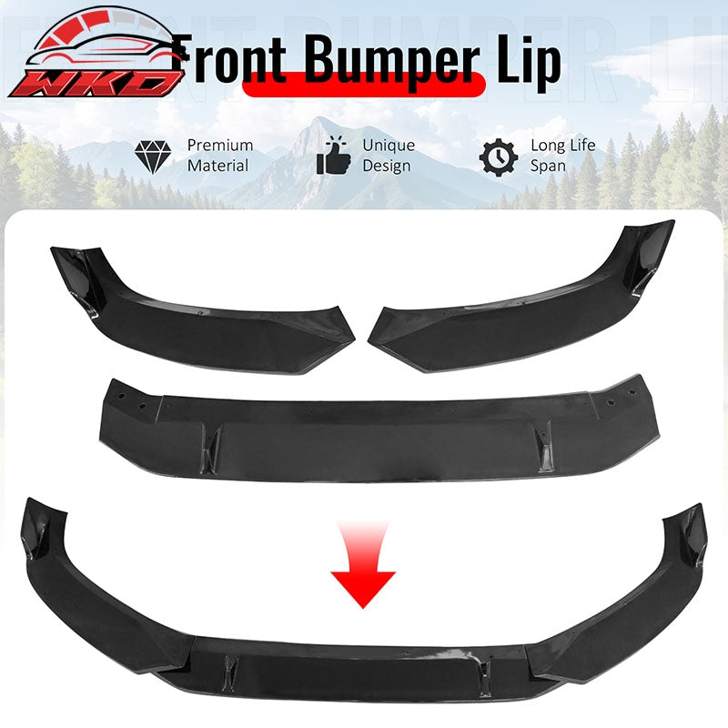Fits 2017¨C2018 Audi A4 Quattro B9 IKON Front Bumper Lip Spoiler Gloss Black PP