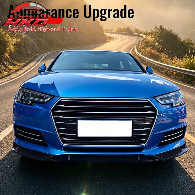Fits 2017¨C2018 Audi A4 Quattro B9 IKON Front Bumper Lip Spoiler Gloss Black PP