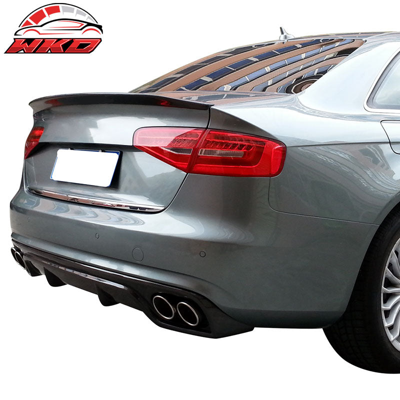 Fits 13-16 Audi A4 B9 Standard R Style Rear Bumper Lip Diffuser CF Carbon Fiber
