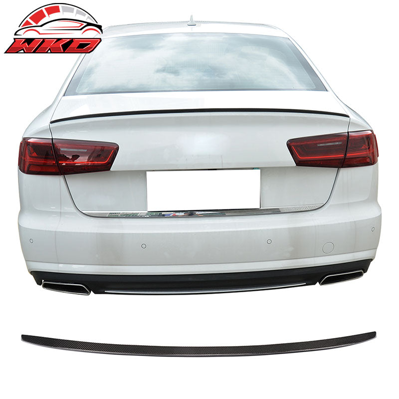 Fits 12-17 Audi A6 C7 Sedan S6 Style Rear Trunk Spoiler Wing Matte Carbon Fiber