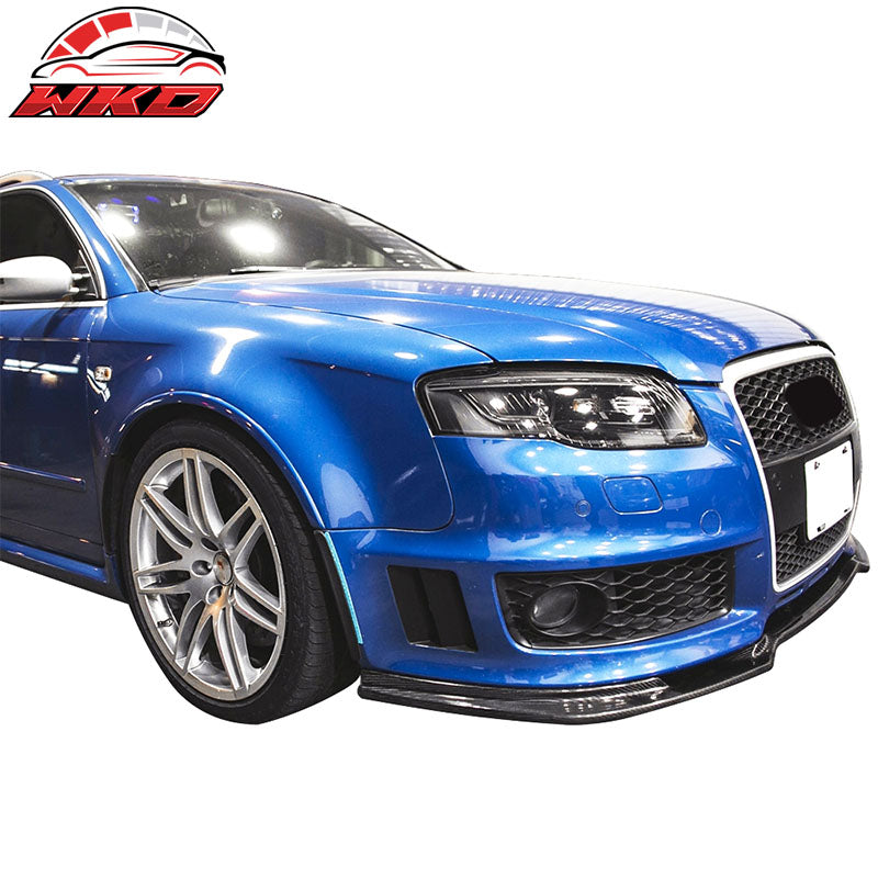 Fits 06-08 Audi A4 B7 Sedan 4Dr Front Bumper Lip Chin Spoiler Matte Carbon Fiber