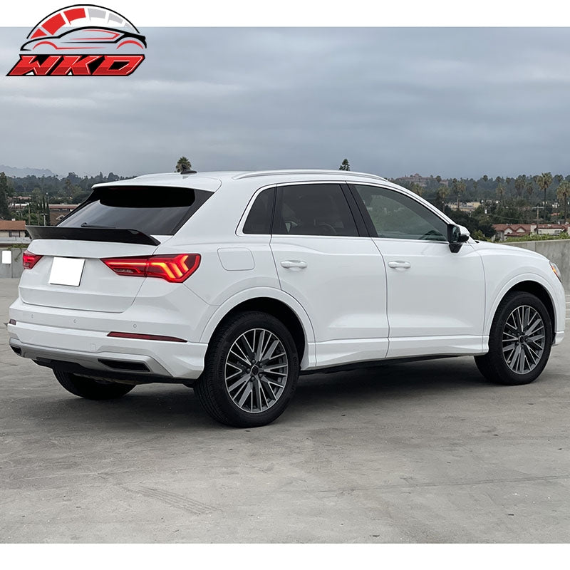 Fits 19-25 Audi Q3 IKON Style ABS Add-on Rear Trunk Spoiler Wing Lip Gloss Black