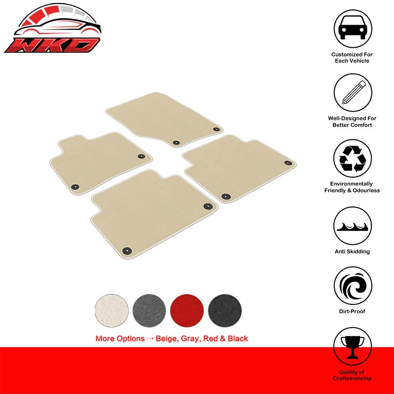 Fits 07-15 Audi Q7 Nylon Car Auto Floor Mats Liner Beige Front Rear Carpets Set