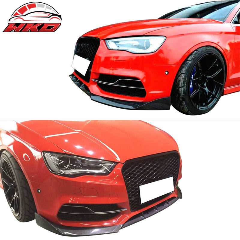 Fits 15-17 Audi S3 8V Sedan JC Style Front Bumper Lip Spoiler Matte Carbon Fiber