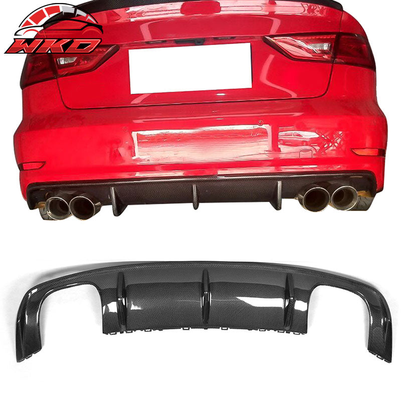 Fits 13-16 Audi S3 8V Sedan OE Style Rear Bumper Lip Diffuser Matte Carbon Fiber