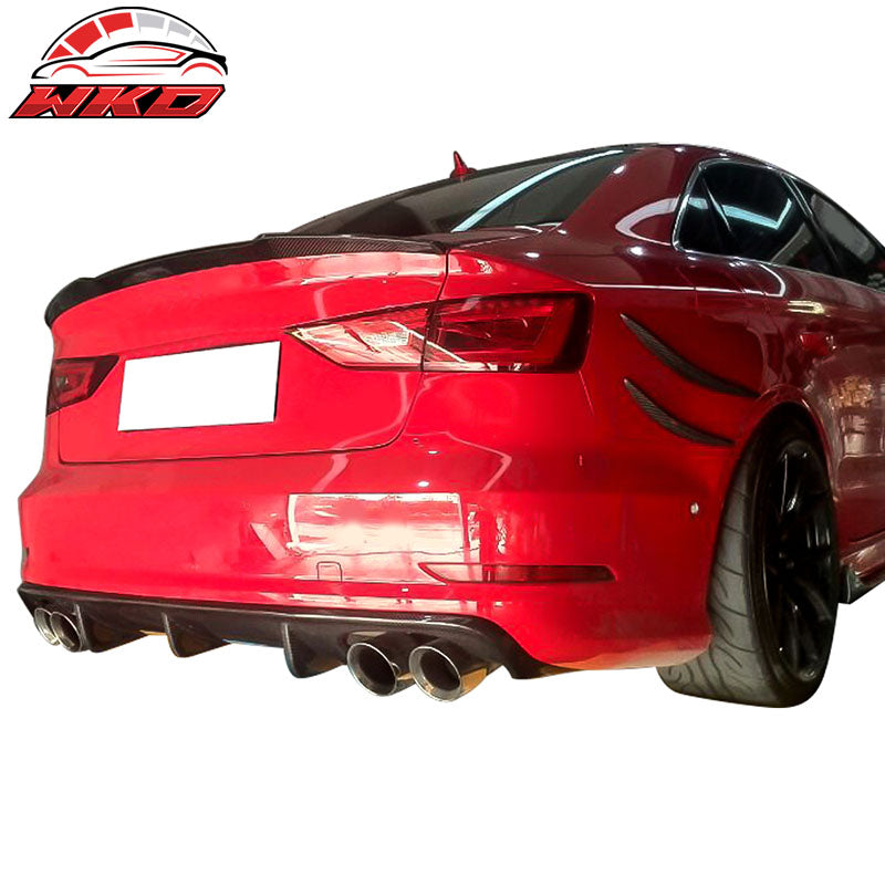 Fits 13-16 Audi S3 8V Sedan OE Style Rear Bumper Lip Diffuser Matte Carbon Fiber