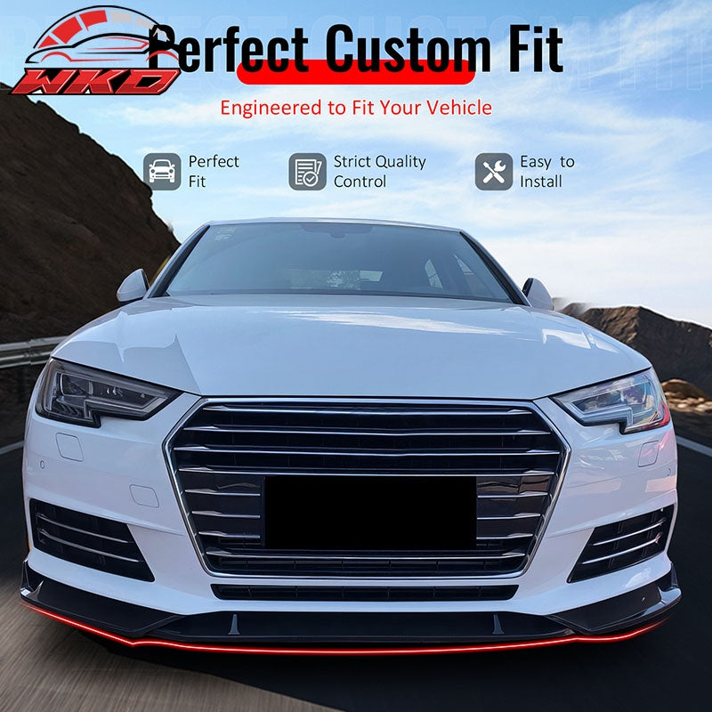 Fits 2017¨C2018 Audi S4 A4 Quattro B9 Front Bumper Lip Spoiler Carbon Fiber Print