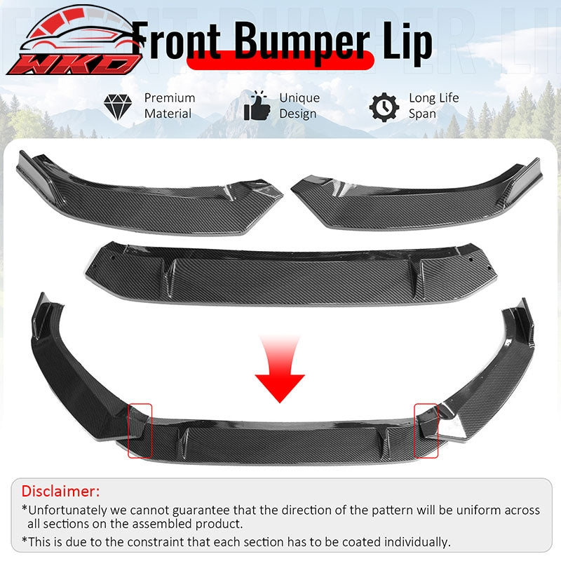 Fits 2017¨C2018 Audi S4 A4 Quattro B9 Front Bumper Lip Spoiler Carbon Fiber Print