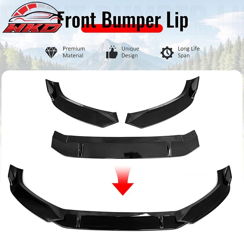 Wholesale For 2017：C2018 Audi S4 A4 Quattro B9 IKON Front Bumper Lip Spoiler Gloss Black PP - Wikond Auto