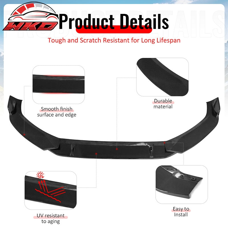 Wholesale For 2017：C2018 Audi S4 A4 Quattro B9 IKON Front Bumper Lip Spoiler Gloss Black PP - Wikond Auto