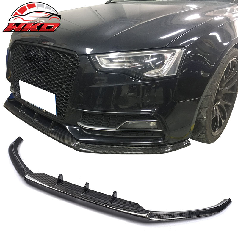 Fits 13-16 Audi S5 8V Coupe JC Style Front Bumper Lip - Matte Carbon Fiber