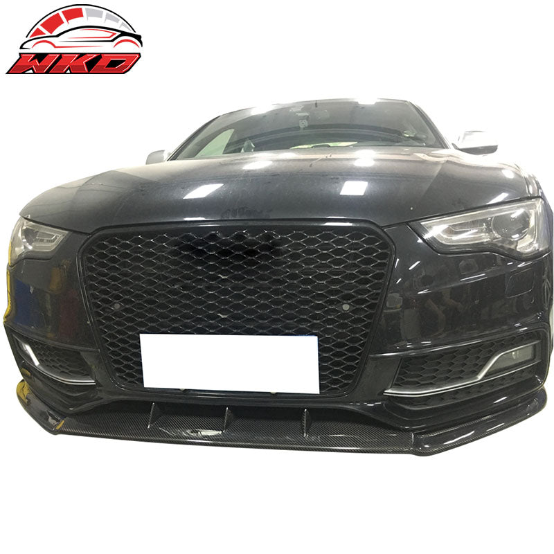 Fits 13-16 Audi S5 8V Coupe JC Style Front Bumper Lip - Matte Carbon Fiber